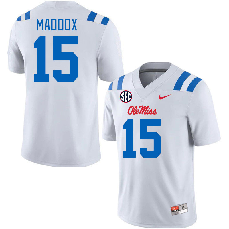 Men #15 AJ Maddox Ole Miss Rebels 2024 New Uniforms College Football Jerseys Stitched-White